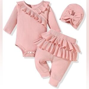 🌻Pink Ruffled Kids Matching Set